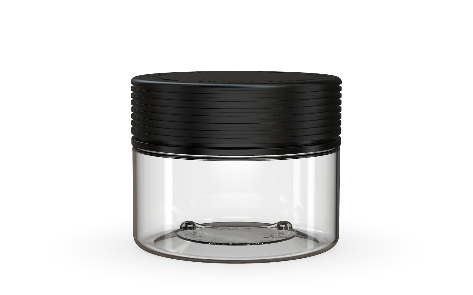 220CC/7.5FL.OZ Spiral CR - XL Container With Inner Seal & Tamper - Clear Natural With Opaque Black Lid