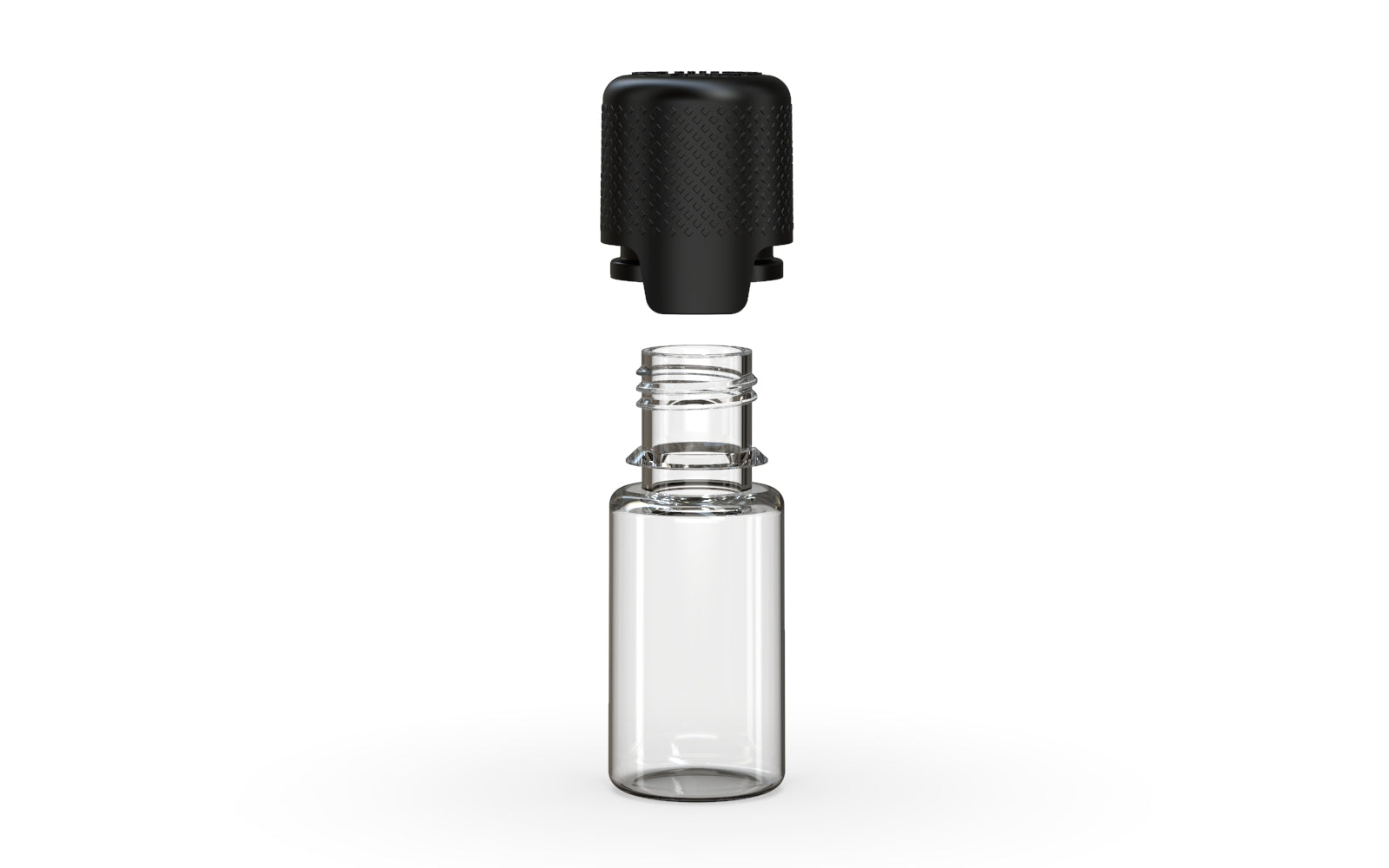 Aviator 10ML Bottle With Inner Seal & Tamper Evident Breakoff Band - Clear Natural Bottle / Opaque Black Cap