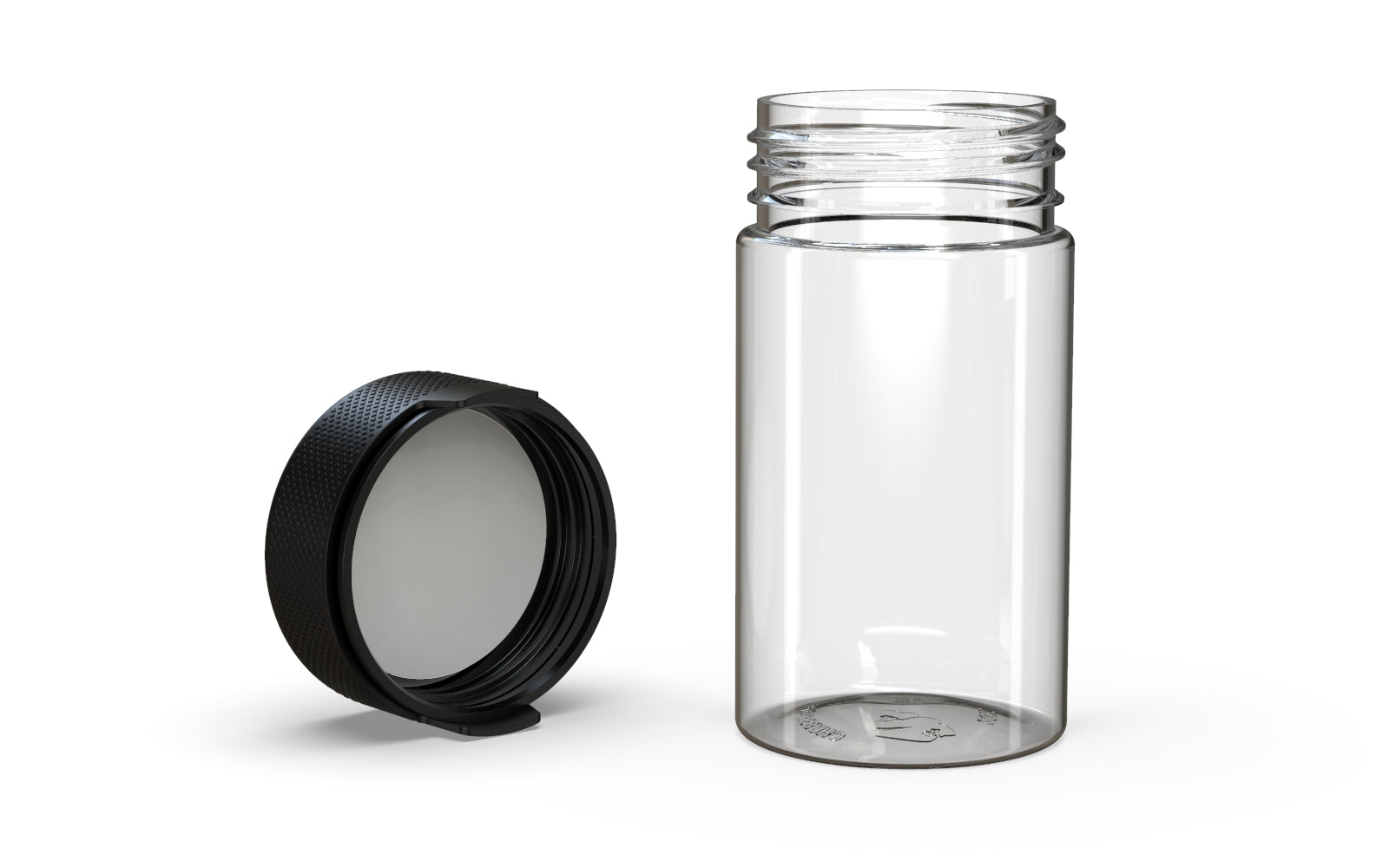 150CC/5OZ/150ML Aviator CR - Container With Inner Seal & Tamper - Clear Natural With Opaque Black Lid