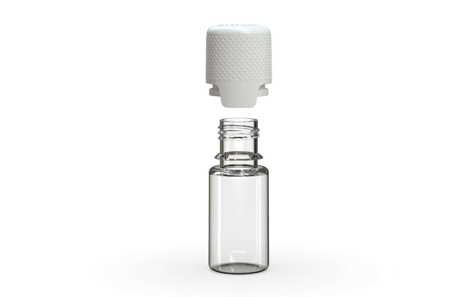 Aviator 10ML Bottle With Inner Seal & Tamper Evident Breakoff Band - Clear Natural Bottle / Opaque White Cap