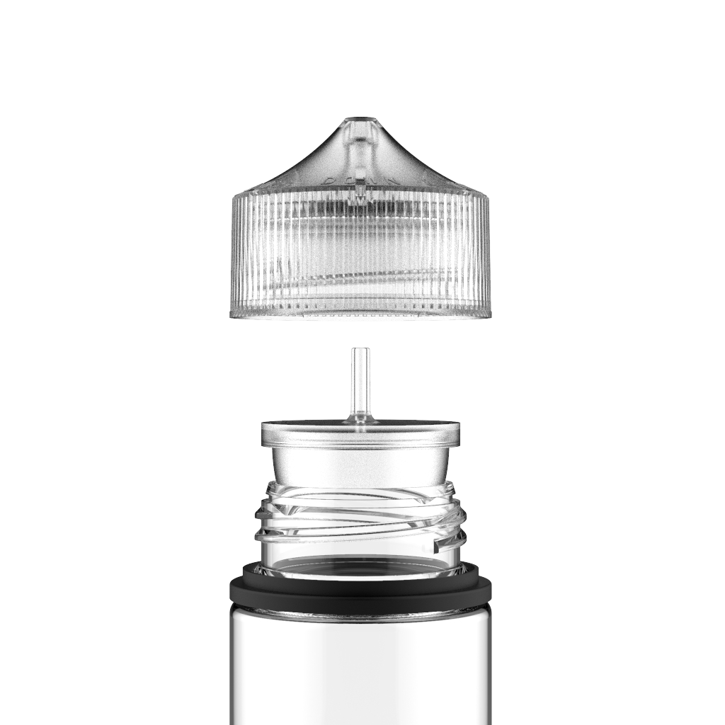 Chubby Gorilla 60ML Stubby Unicorn Bottle - Clear Bottle / Black Cap - V3 - Copackr.com