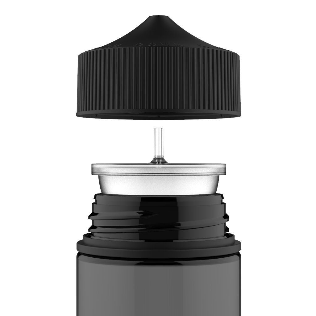 Chubby Gorilla - 200ML Unicorn Bottle - Transparent Black Bottle / Black Cap - V3 - Copackr.com