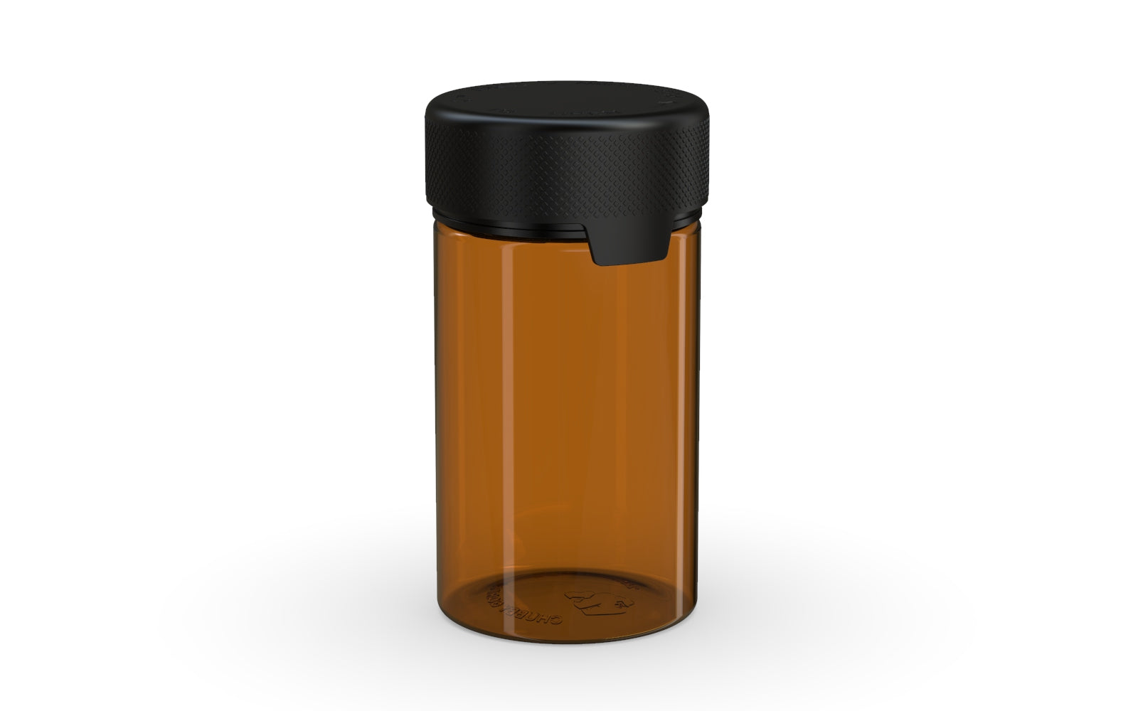 150CC/5OZ/150ML Aviator CR - Container With Inner Seal & Tamper - Translucent Amber With Opaque Black Lid
