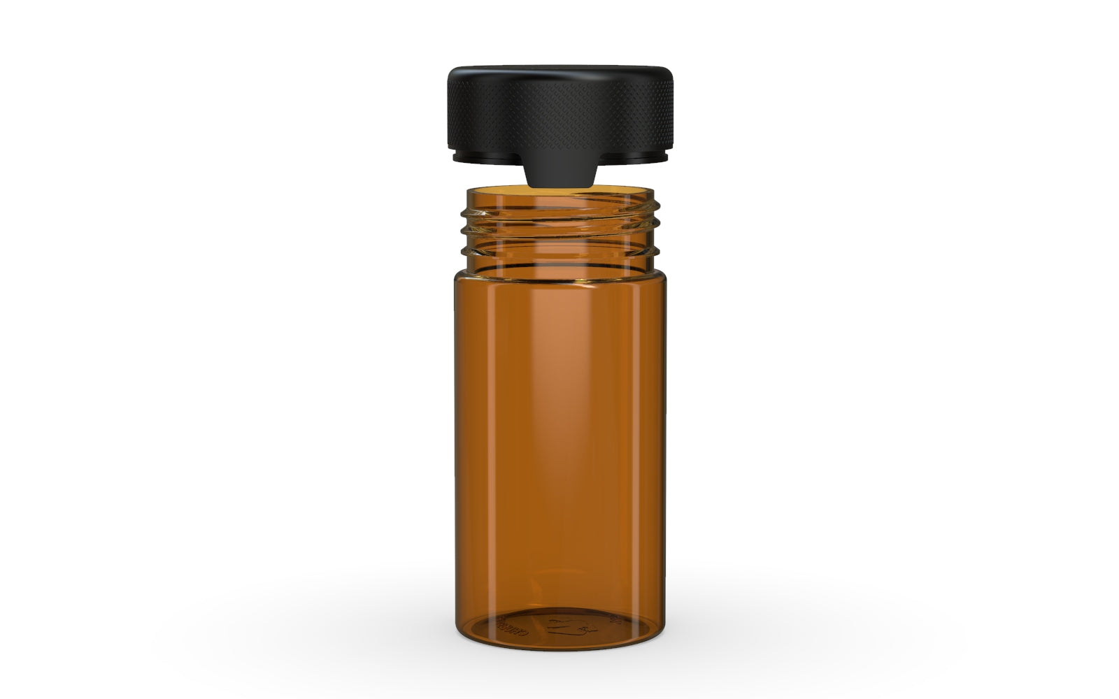 180CC/6FL.OZ/180ML Aviator CR - Container With Inner Seal & Tamper - Translucent Amber With Opaque Black Lid