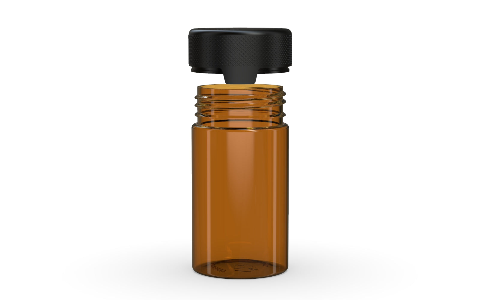 150CC/5OZ/150ML Aviator CR - Container With Inner Seal & Tamper - Translucent Amber With Opaque Black Lid
