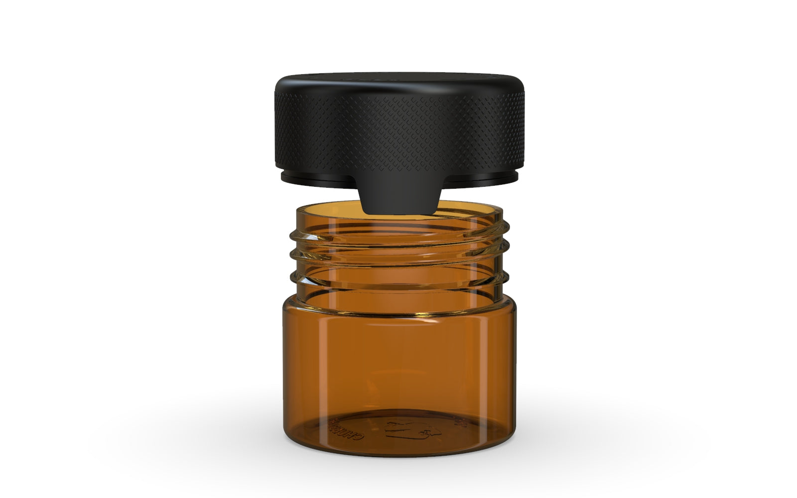 60CC/2FL.OZ/60ML Aviator CR - Container With Inner Seal & Tamper - Translucent Amber With Opaque Black Lid