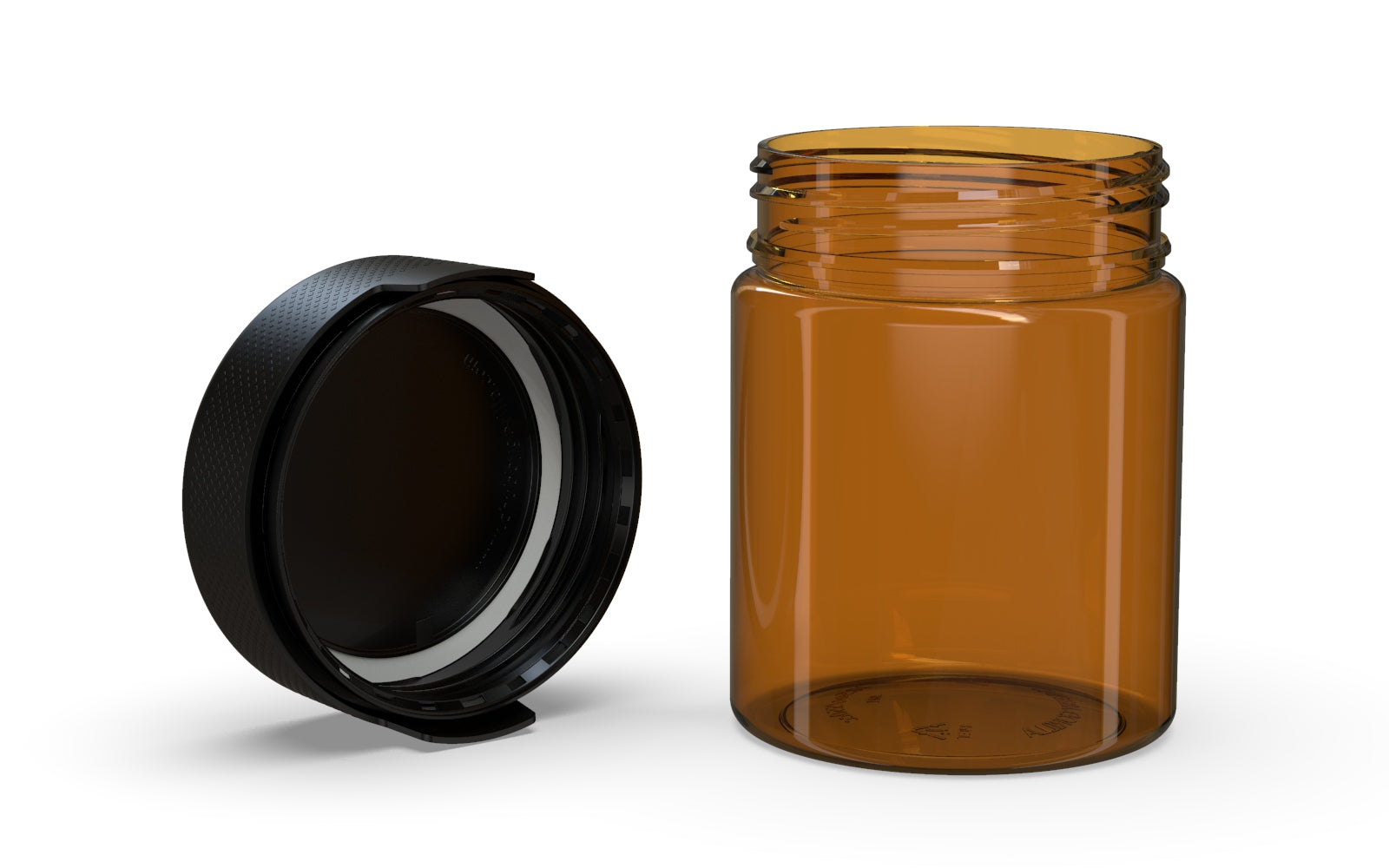 550CC/18.5FL.OZ/550ML Aviator CR - XL Container With Inner Seal & Tamper - Translucent Amber With Opaque Black Lid