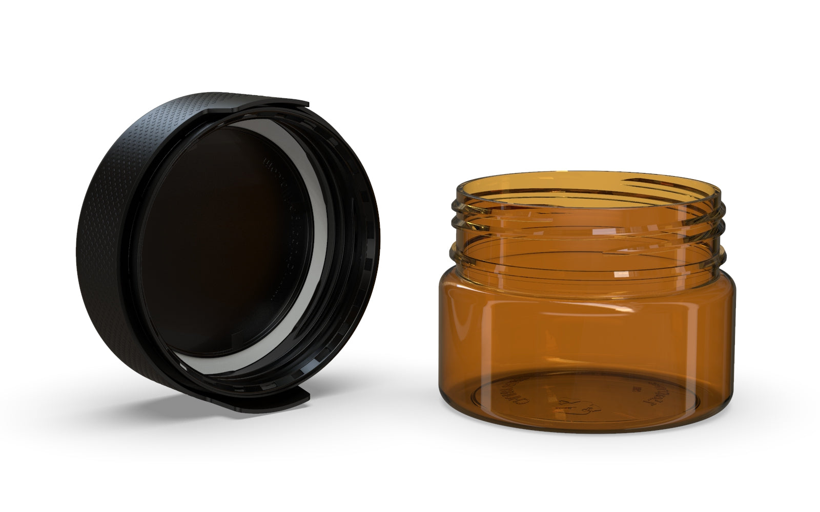 220CC/7.5FL.OZ/220ML Aviator CR - XL Container With Inner Seal & Tamper - Translucent Amber With Opaque Black Lid