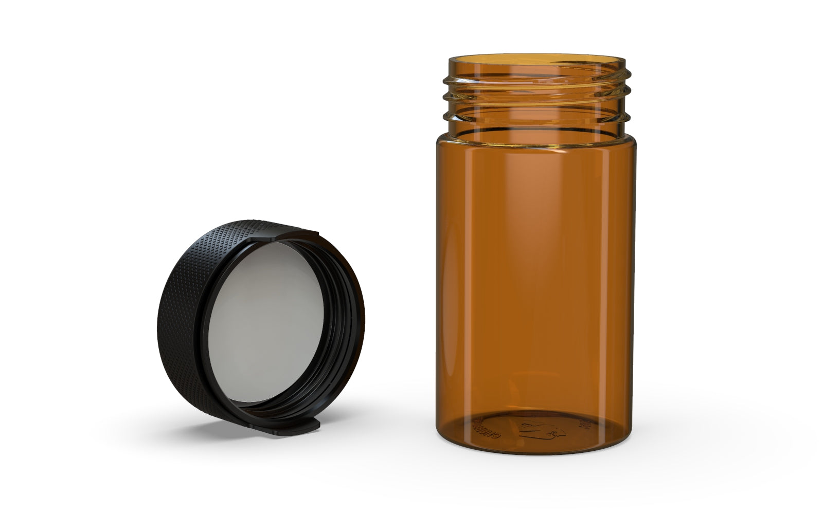 150CC/5OZ/150ML Aviator CR - Container With Inner Seal & Tamper - Translucent Amber With Opaque Black Lid