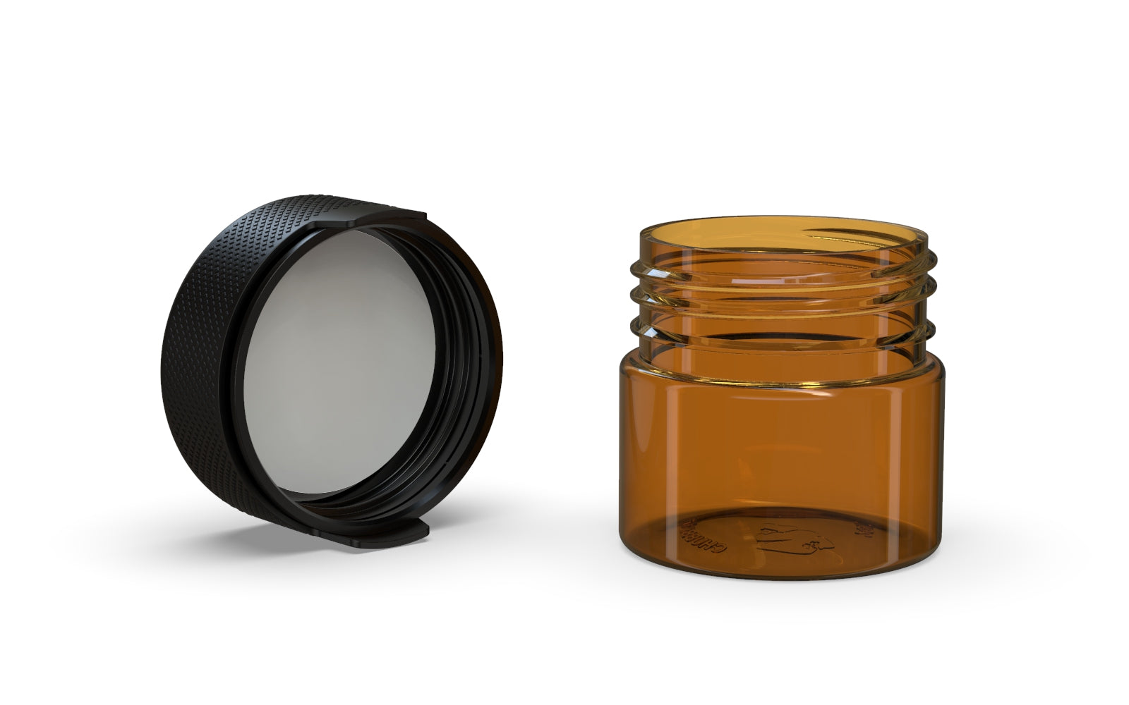 60CC/2FL.OZ/60ML Aviator CR - Container With Inner Seal & Tamper - Translucent Amber With Opaque Black Lid