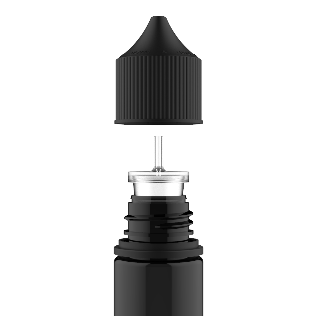 Chubby Gorilla Chubby Gorilla - 30ML Stubby Unicorn Bottle - Transparent Black Bottle / Black Cap - V3