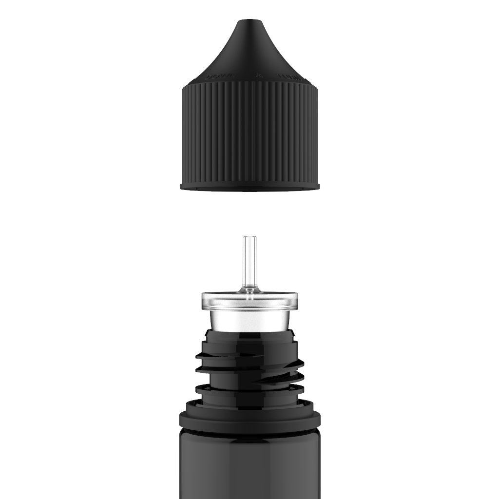 Chubby Gorilla - 50ML Unicorn Bottle - Transparent Black Bottle / Black Cap - V3 - Copackr.com