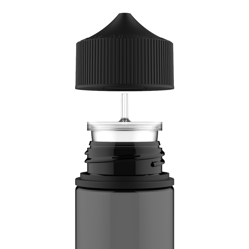 Chubby Gorilla - 120ML Production-Ready Unicorn Bottle - Translucent Black Bottle / Black Cap - V3