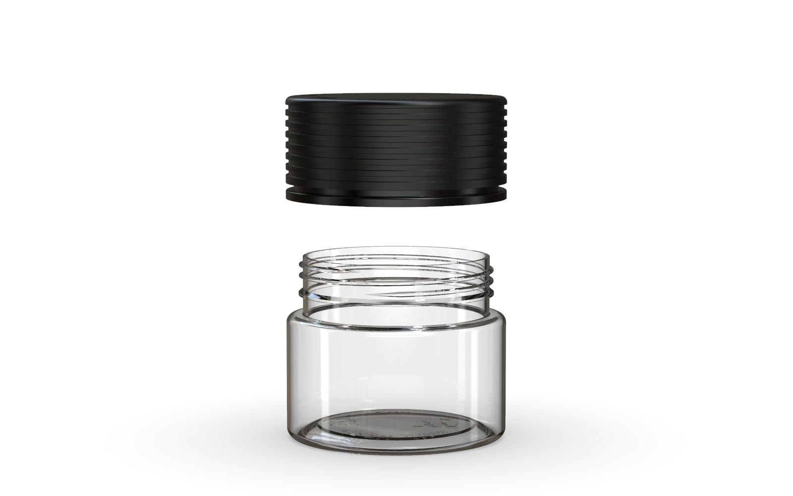 60CC/2FL.OZ Spiral CR - Container With Inner Seal & Tamper - Clear Natural With Opaque Black Lid