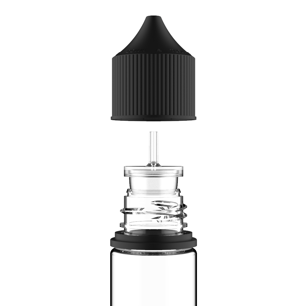 Chubby Gorilla Chubby Gorilla - 30ML Stubby Unicorn Bottle - Clear Bottle / Black Cap - V3