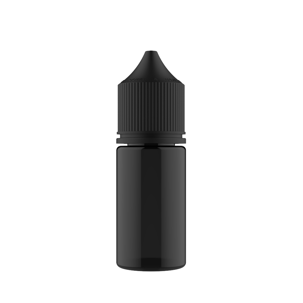Chubby Gorilla Chubby Gorilla - 30ML Stubby Unicorn Bottle - Transparent Black Bottle / Black Cap - V3