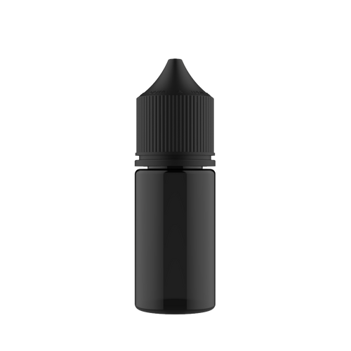 Chubby Gorilla Chubby Gorilla - 30ML Stubby Unicorn Bottle - Transparent Black Bottle / Black Cap - V3
